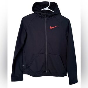 Nike Dri-fit Youth Size L (12-14) Black/ Red Fleece Full Zip Hoodie